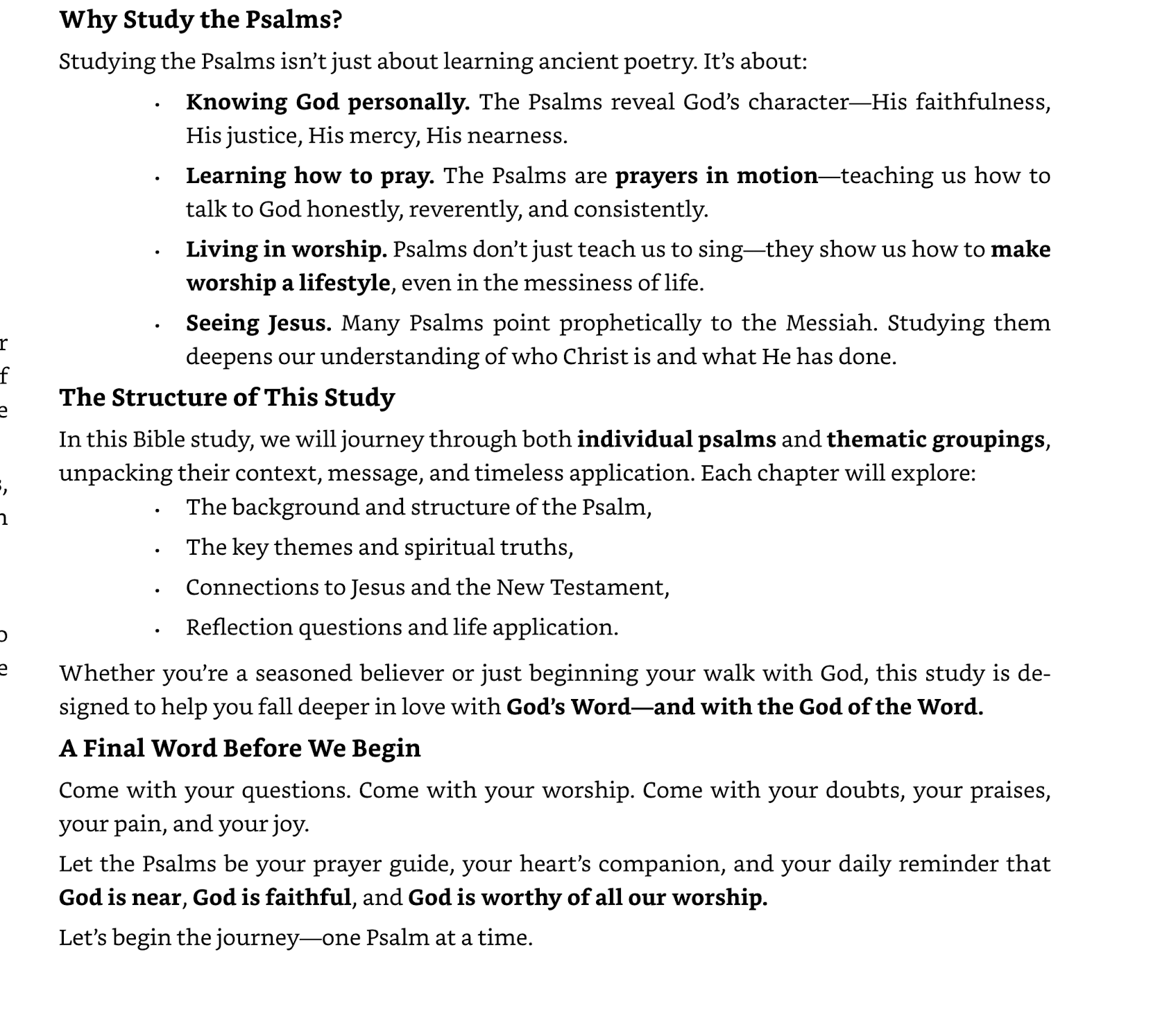 WAAM Kinship Study - Psalms - The Plan